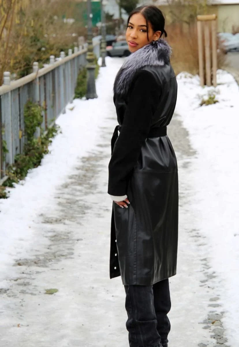 Кожаное пальто Hollert Coco Женское Черный Lamb Nappa Suede Butter-Soft, фото №4 Кожаное пальто Hollert Coco Женское Черный Lamb Nappa Suede Butter-Soft, фото №4