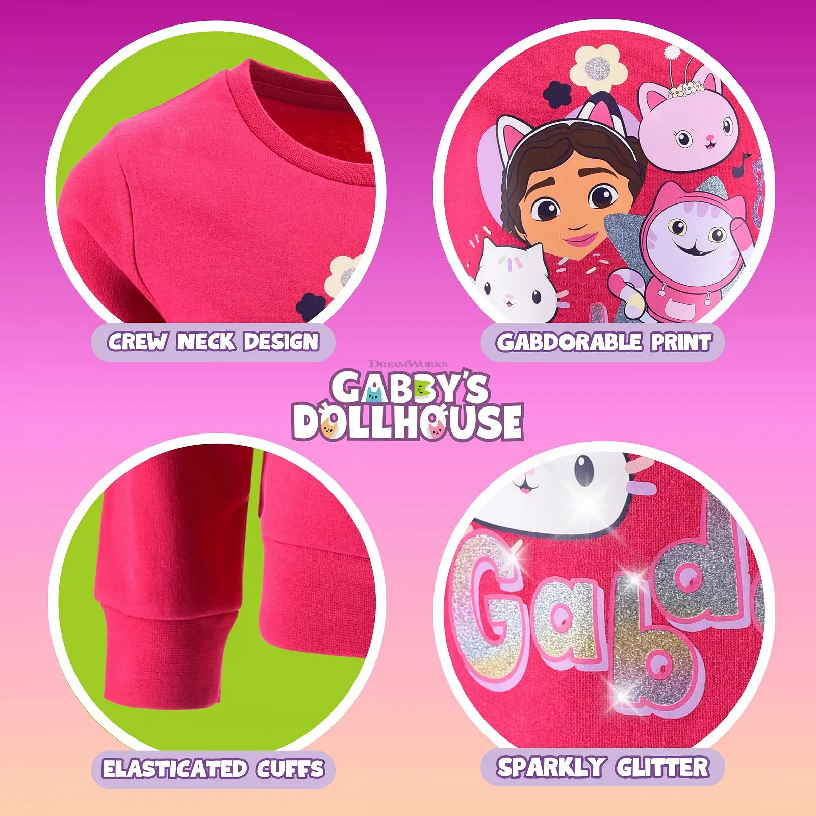 Свитшот Gabby's Dollhouse для девочек, детский свитер с дизайном Gabdorable, подарок для девочек, размеры от 3 до 6 лет, фото №5