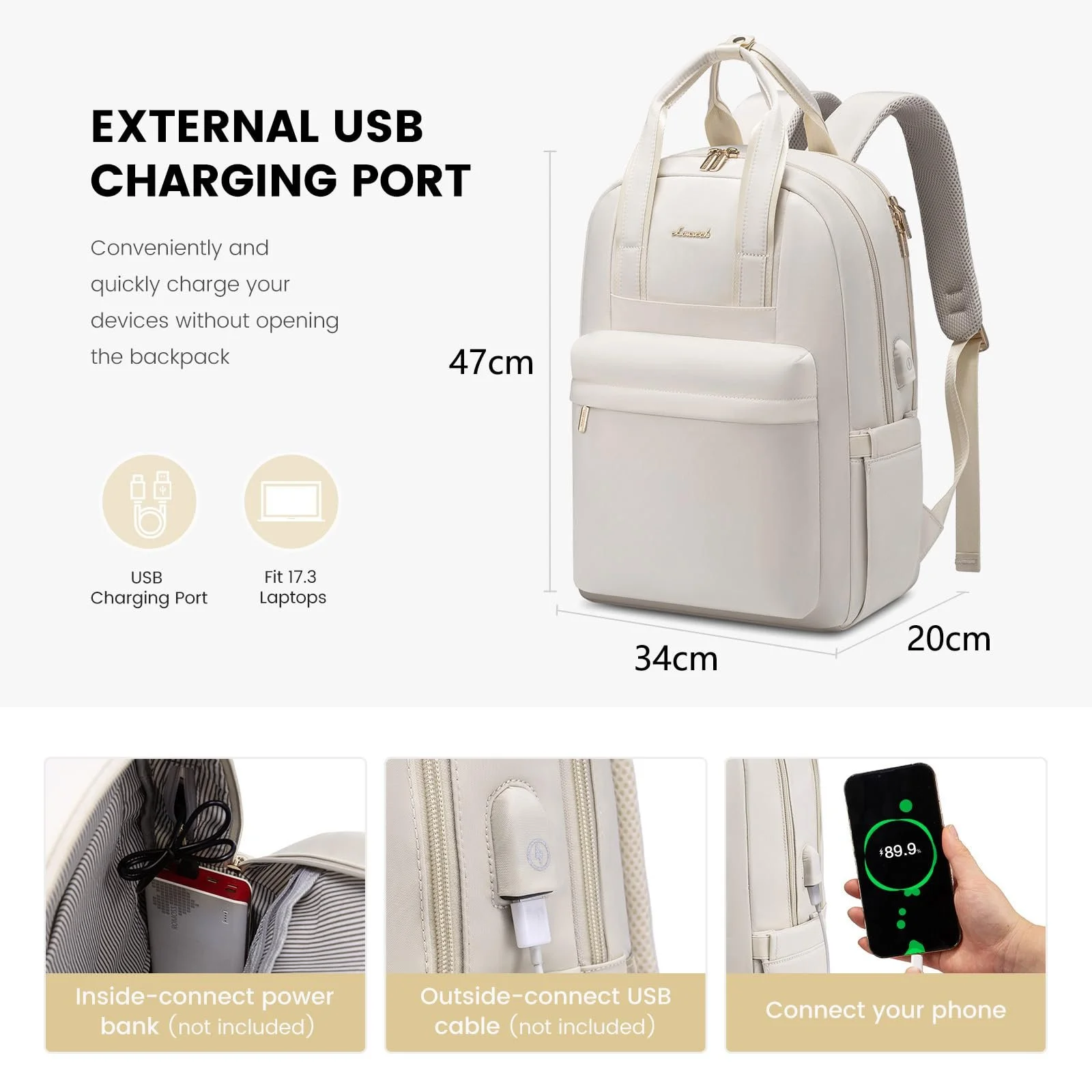 Рюкзак для ноутбука LOVEVOOK 17.3 Inch Waterproof USB Anti-Theft Women's, фото №4 Рюкзак для ноутбука LOVEVOOK 17.3 Inch Waterproof USB Anti-Theft Women's, фото №4