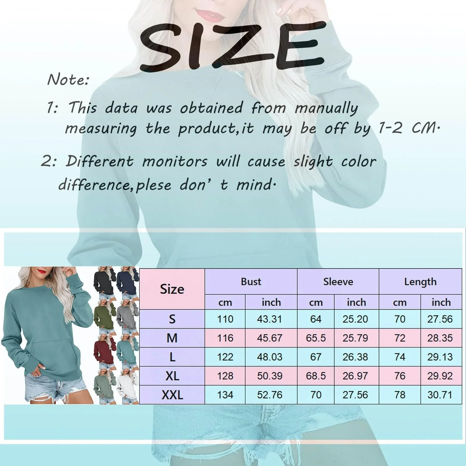 Свитшот спортивный женский большого размера с карманом Workou, с круглым вырезом, однотонный, с длинными рукавами Backwoods 2025, фото №3