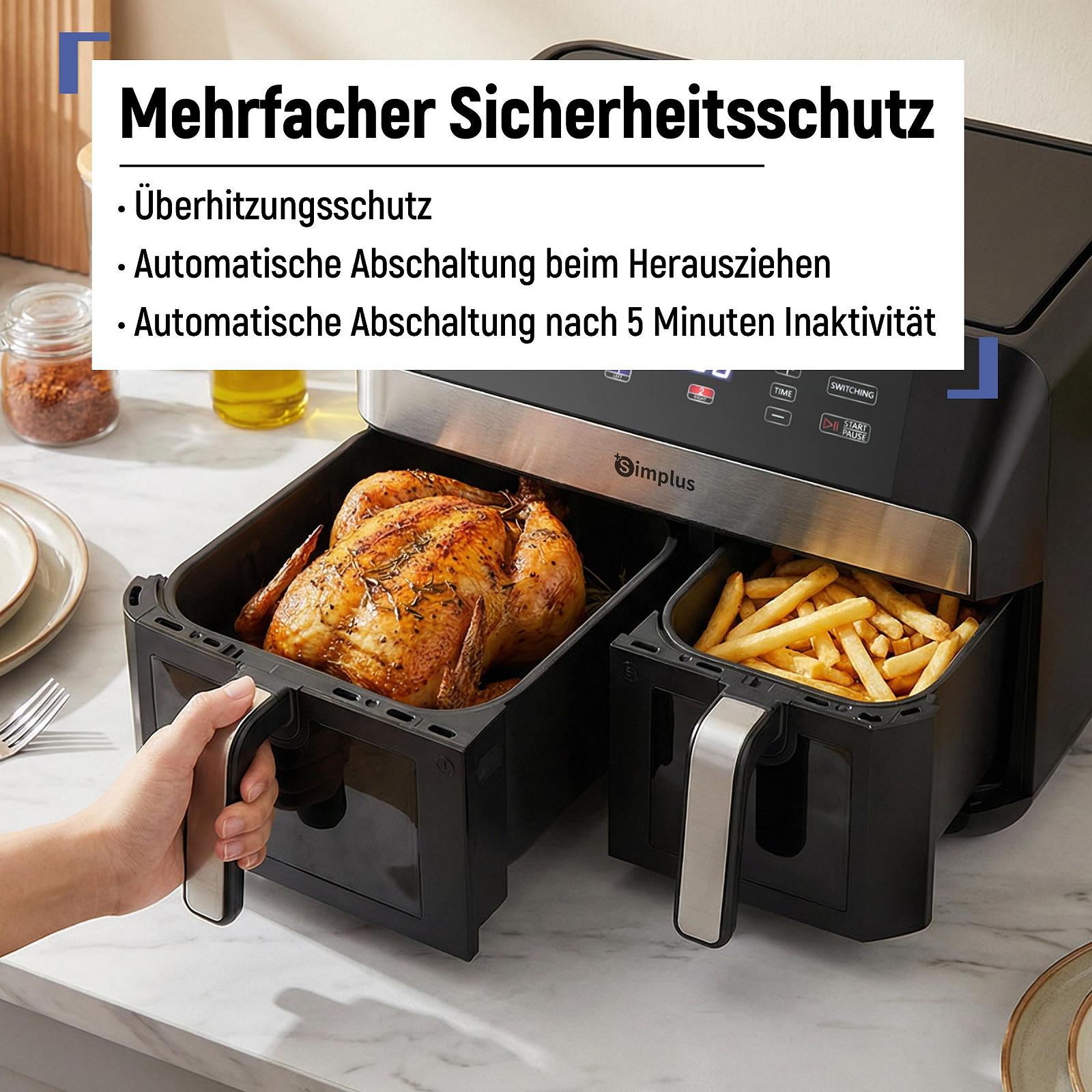 Мультипіч SIMPLUS 10 L Double Basket 11 програм 1800 W LCD Touch Screen, фото №7 Мультипіч SIMPLUS 10 L Double Basket 11 програм 1800 W LCD Touch Screen, фото №7