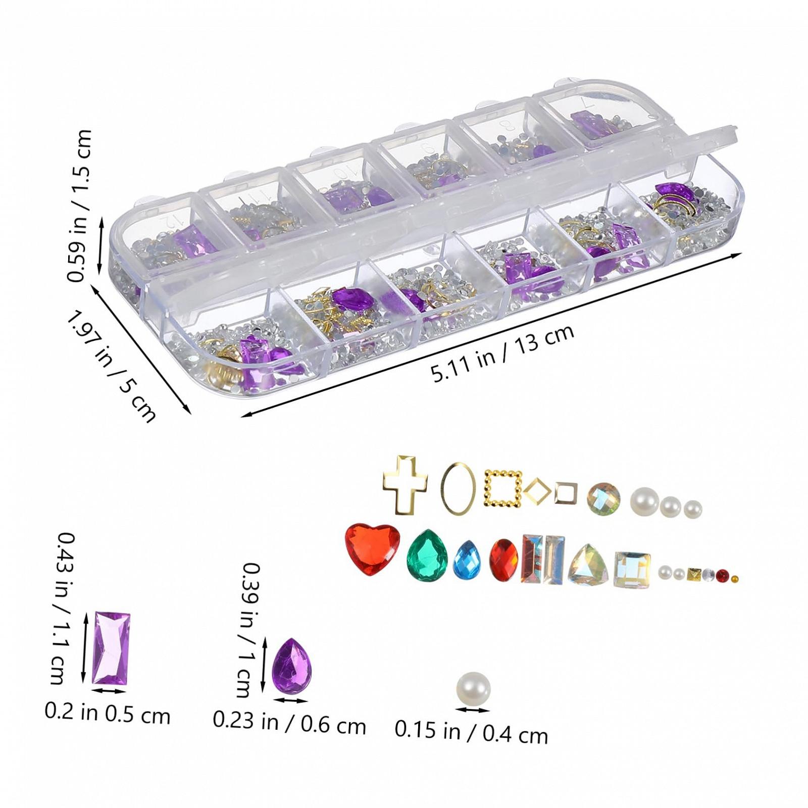Стразы для маникюра NUOBESTY, 12 ячеек, блестящие, фото №2