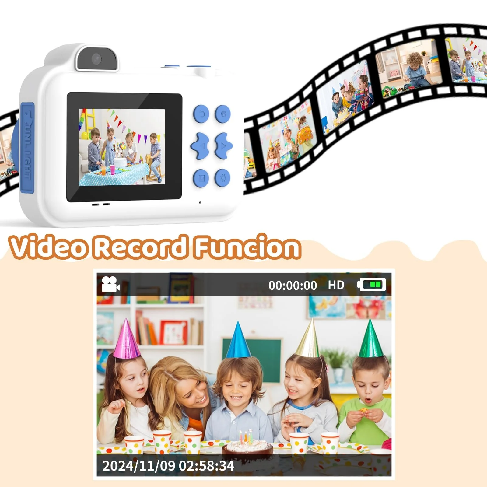 Детская фотокамера мгновенной печати 1080P HD 32GB + 5 рулонов бумаги, фото №5