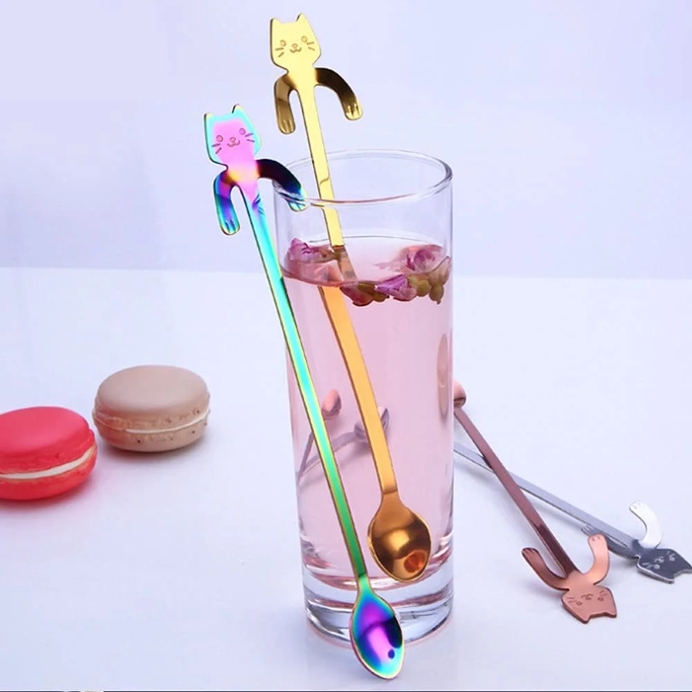 Ложка для кави Тип Міні QQWW Котяча 5 шт. Різнокольорові, фото №6