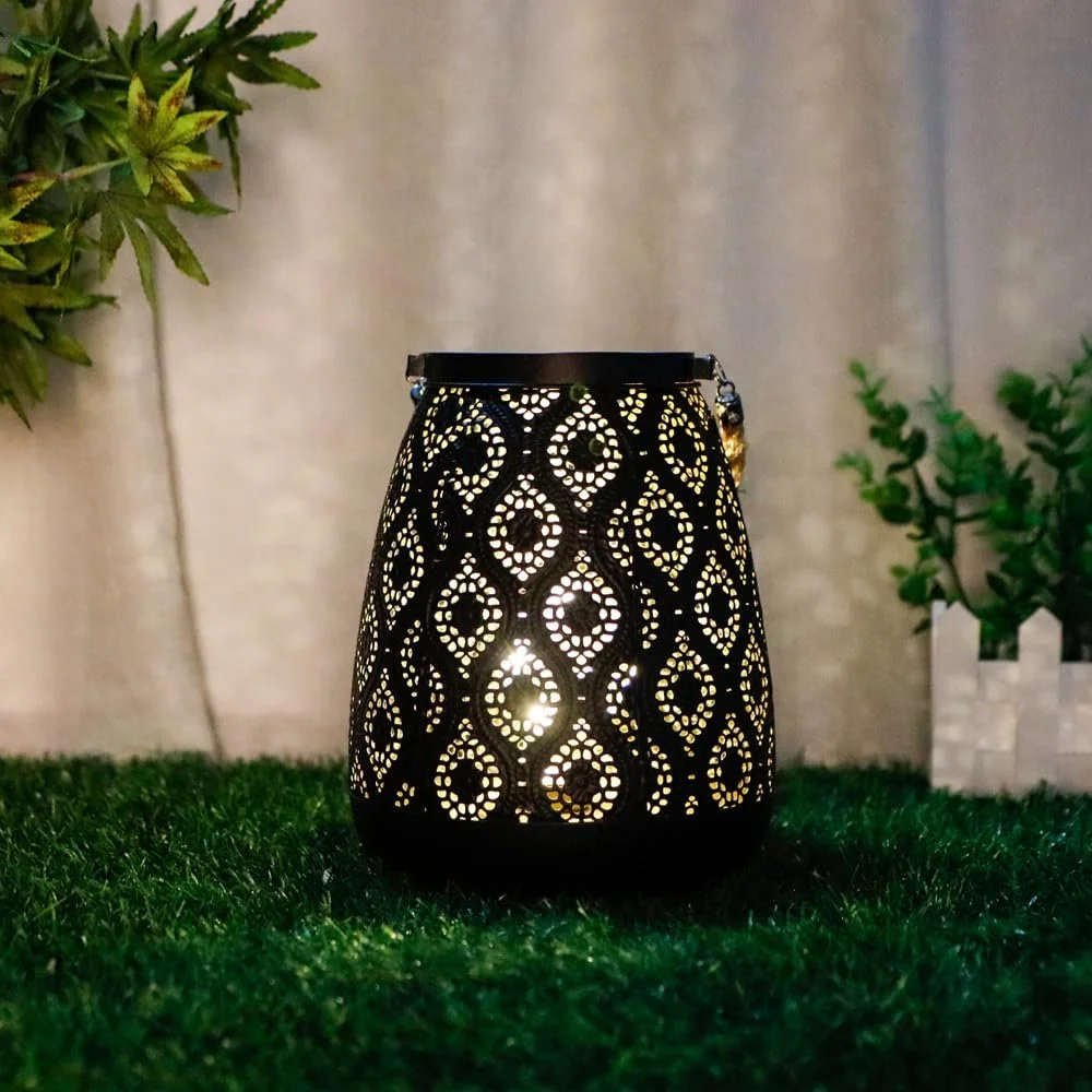 Настільна лампа-ліхтар TRIROCKS Moroccan 23 см Чорна з золотом, фото №6
