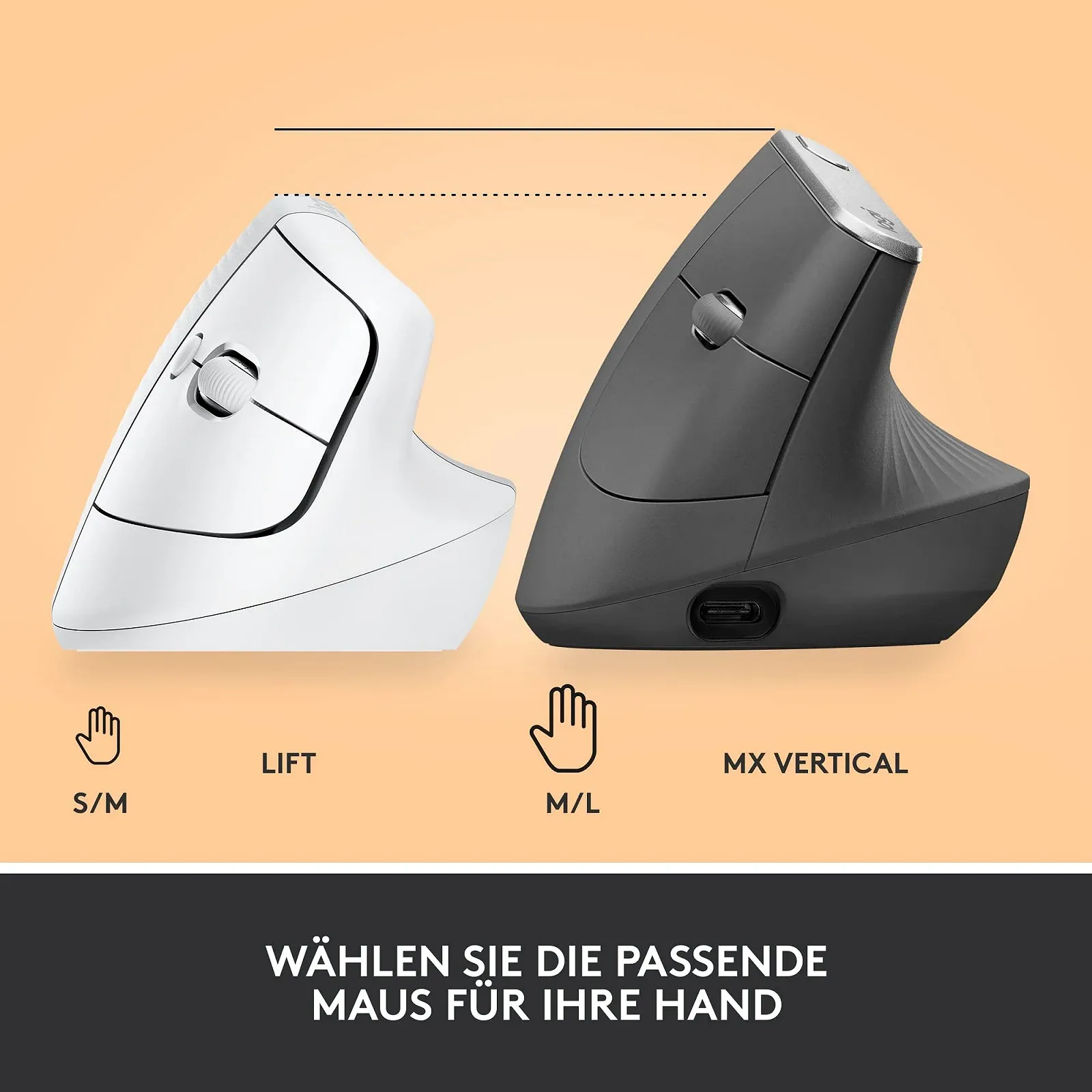 Миша Logitech Lift Vertical Ergonomic, бездротова, Bluetooth або Logi Bolt USB-приймач, тихі клацання, 4 кнопки, біла, фото №10