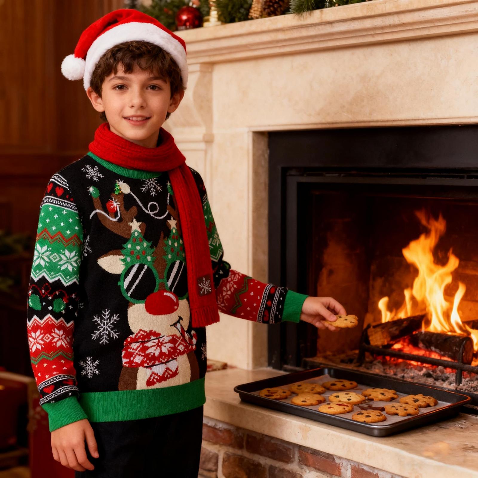 Рождественский джемпер Loveternal для мальчиков, детский рождественский теплый вязаный 3D-джемпер с принтом, пуловер с длинными рукавами для девочек, рождественский джемпер 7-14 лет, фото №4