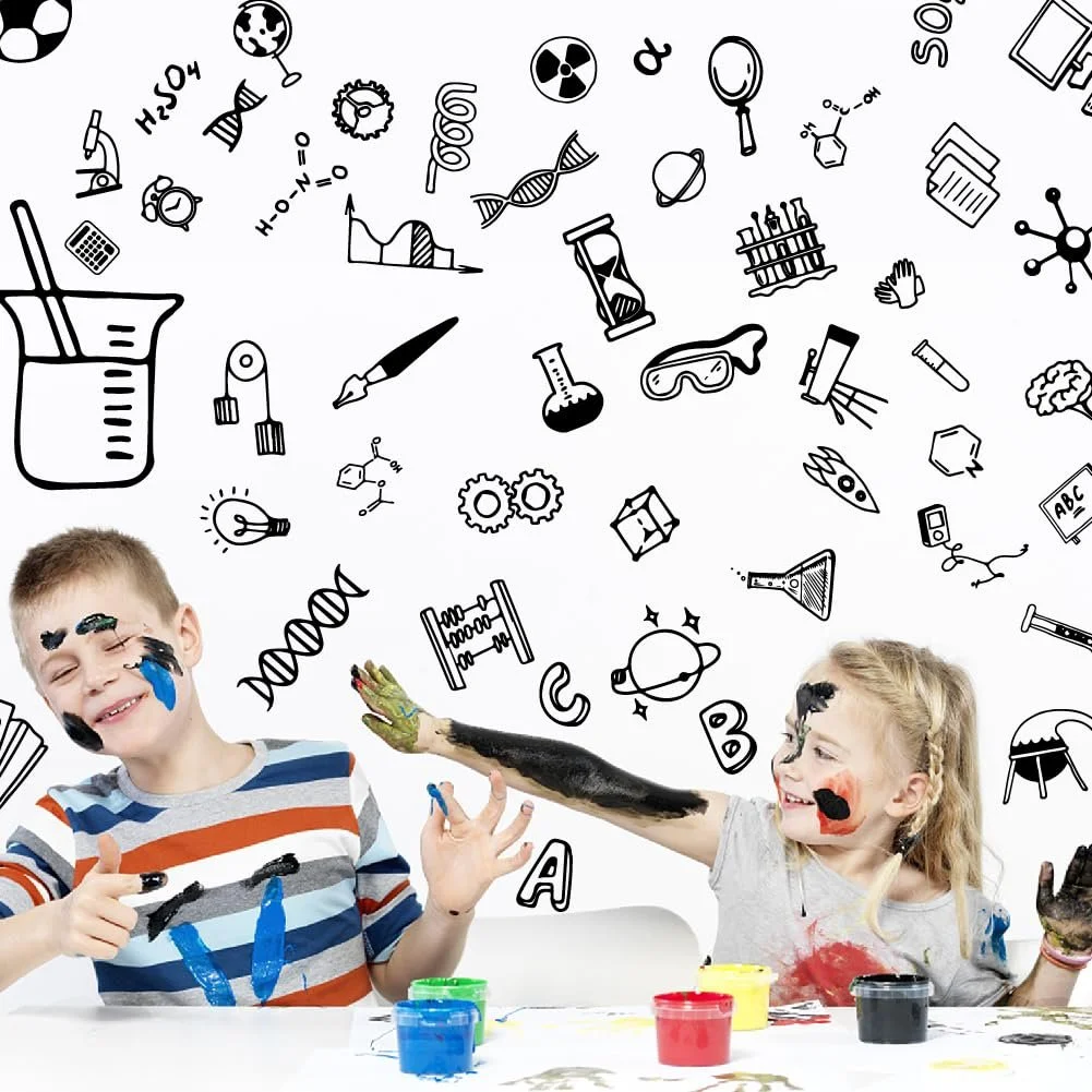 Наклейка на стіну SUPERDANT Science Sign Biology Chemistry Math Geography вінілова самоклеюча чорна, фото №1