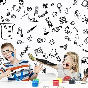 Наклейка на стіну SUPERDANT Science Sign Biology Chemistry Math Geography вінілова самоклеюча чорна - Фото 1