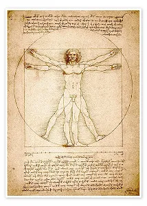 Постер Leonardo da Vinci Vitruvian Man 50 x 70 см Бежевый - Фото 1