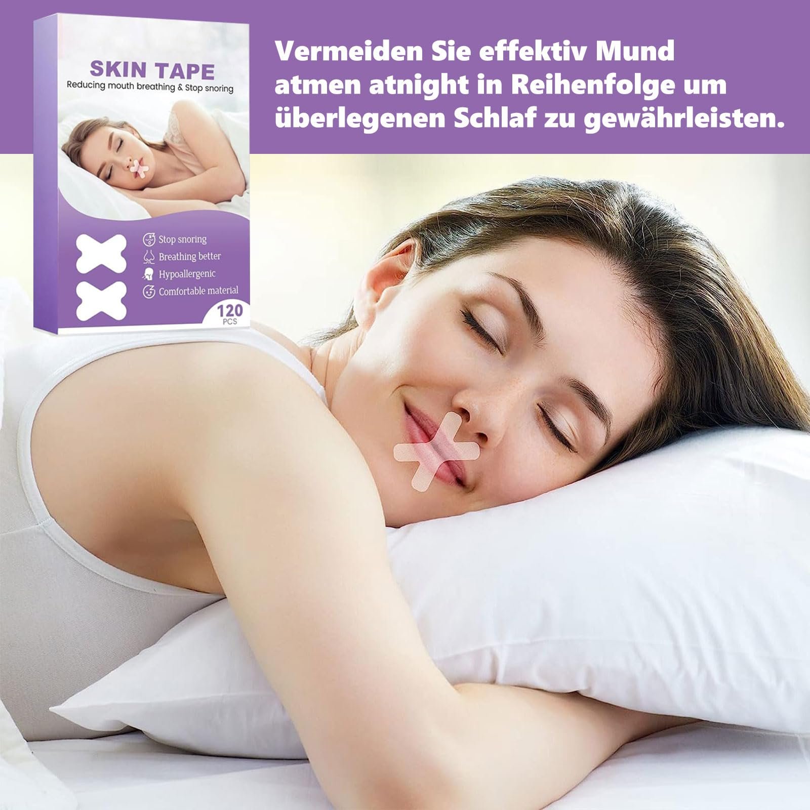 Пластирі для рота для сну, 120 шт., Преміум класу, Проти хропіння, для дихання носом, фото №6