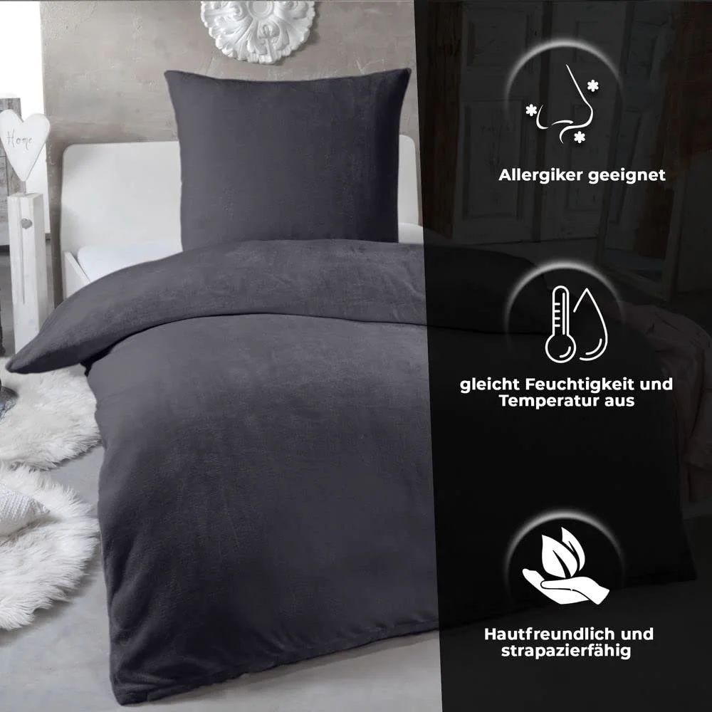 Постільна білизна MALIKA Nicky Teddy Cashmere Coral Fleece 135 x 200 см Anthracite, фото №2