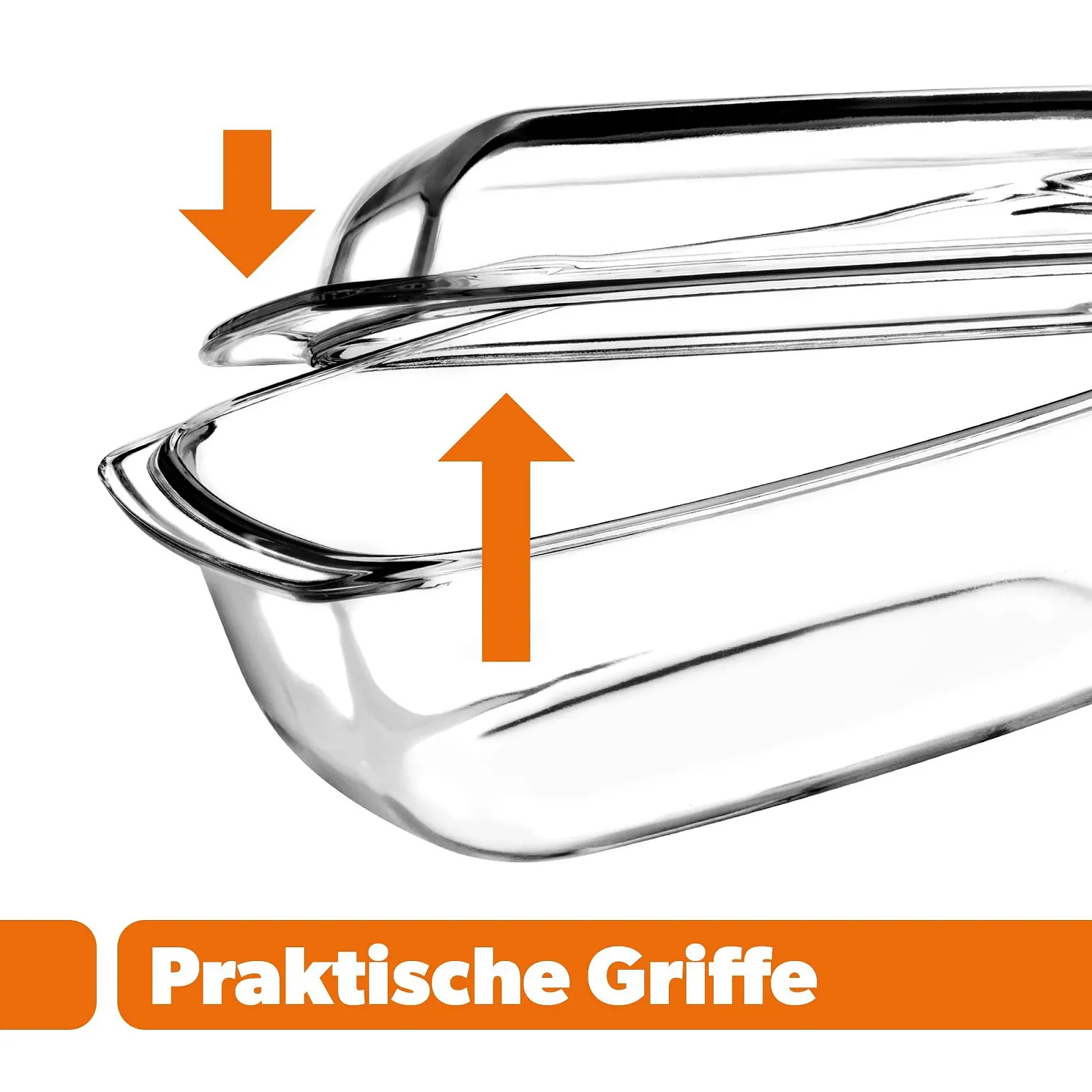 Форма для запікання KADAX з кришкою та ручками 5.1 л прямокутна скляна термостійка, фото №3
