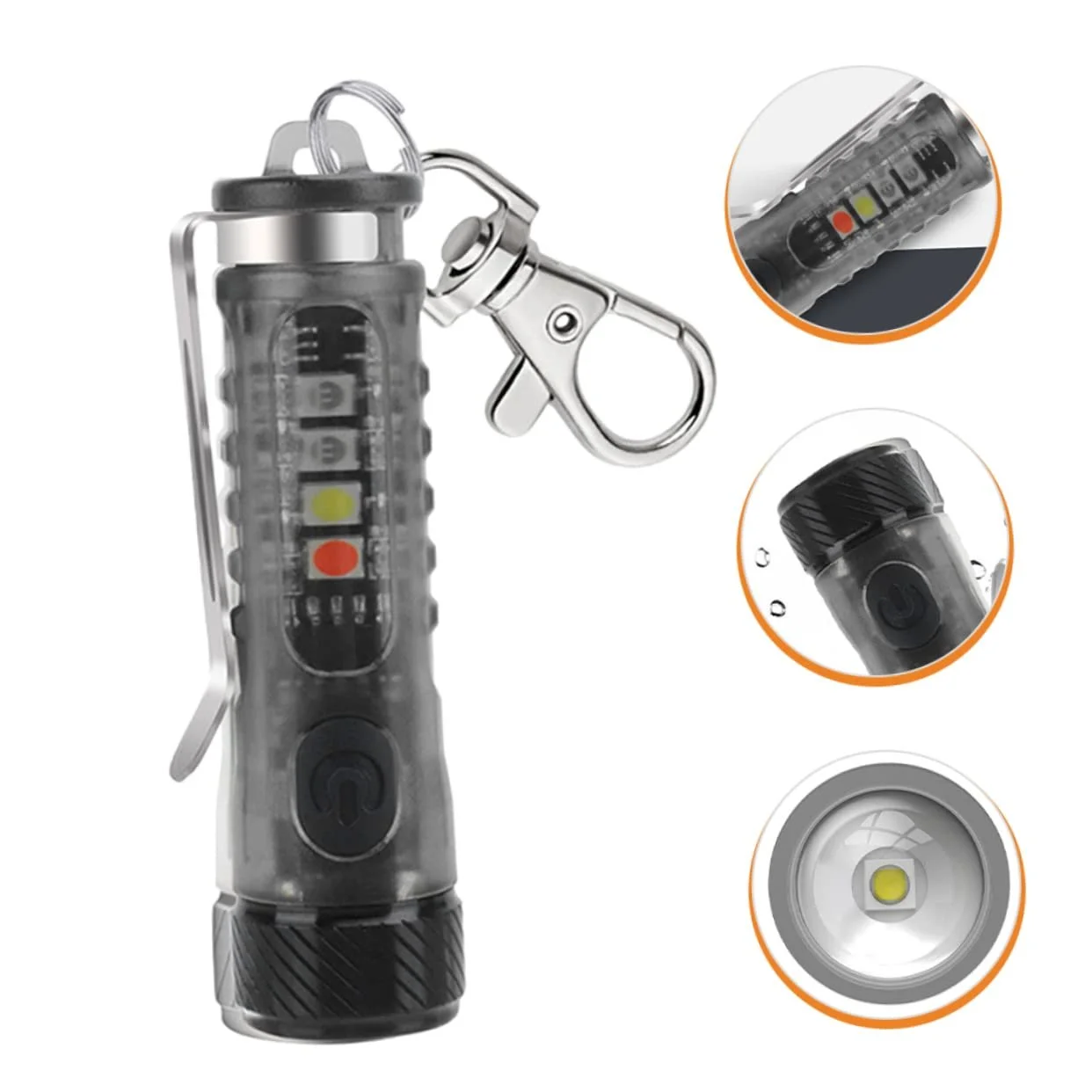 Ліхтарик-брелок Happyyami Міні Люмен Сонячний LED Кільце Світла Маленький з нержавіючої сталі, фото №3