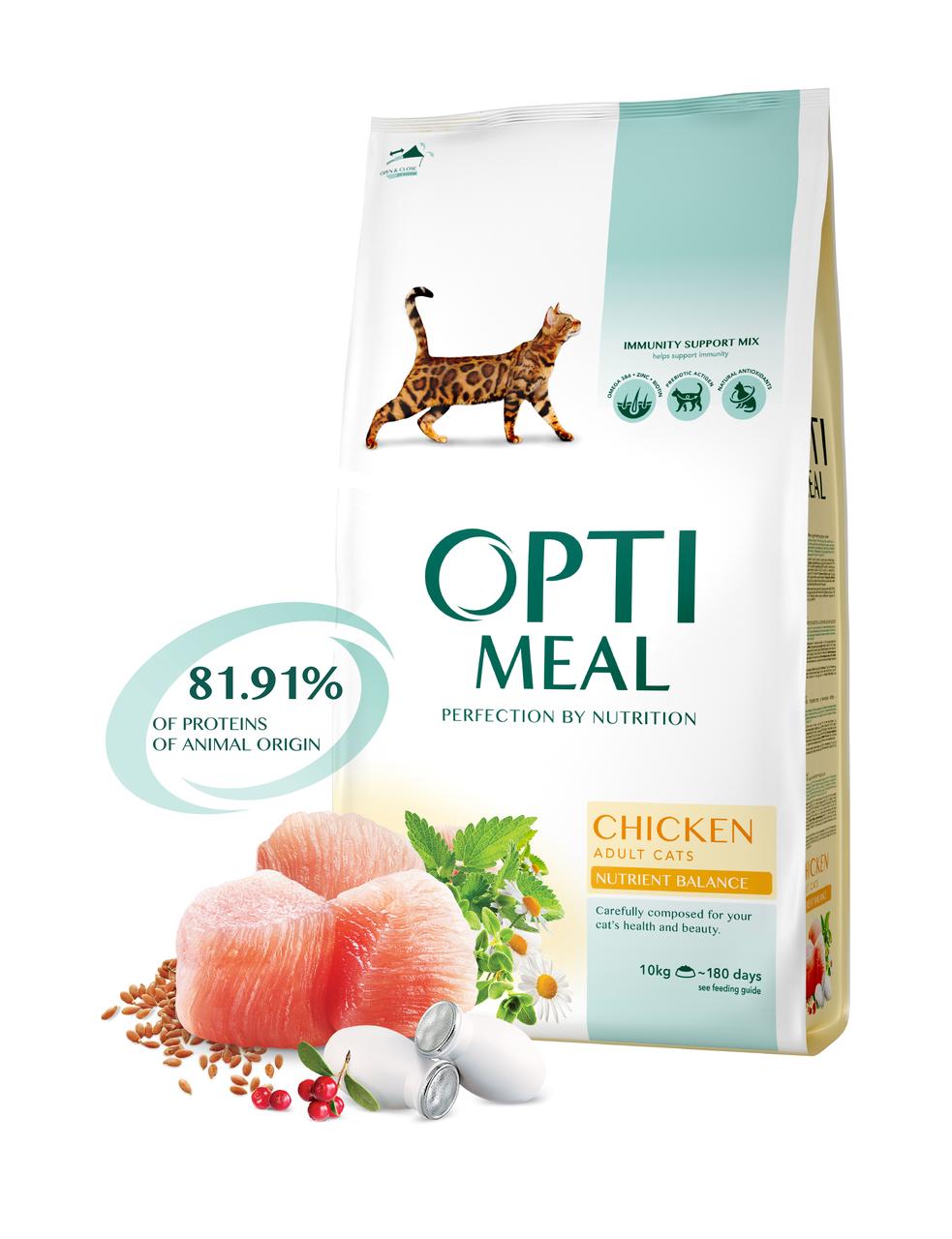 Сухий корм для дорослих кішок з куркою 10 кг OPTIMEAL OPTIMIL, фото №1