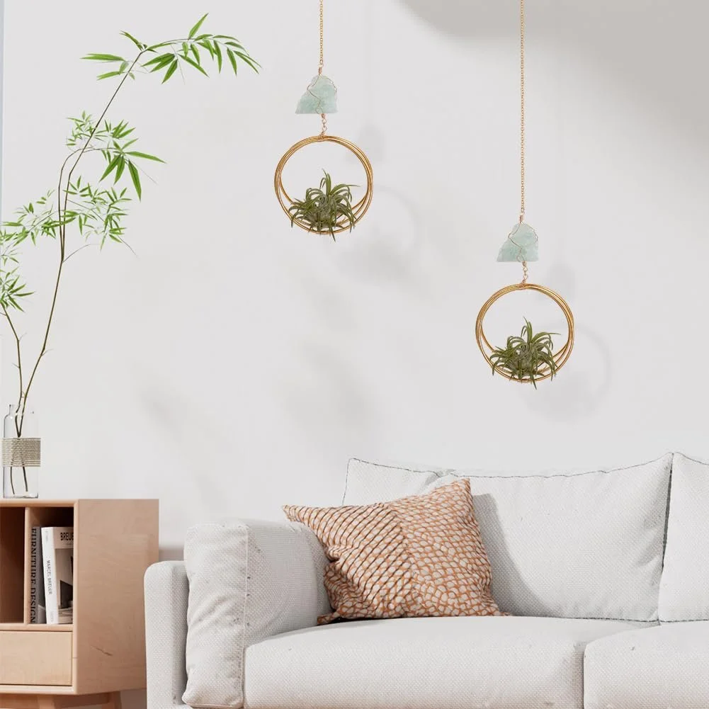 Підвіси для повітряних рослин OLYCRAFT Металеві Золотисті з флюоритом 2 шт., фото №5 Підвіси для повітряних рослин OLYCRAFT Металеві Золотисті з флюоритом 2 шт., фото №5