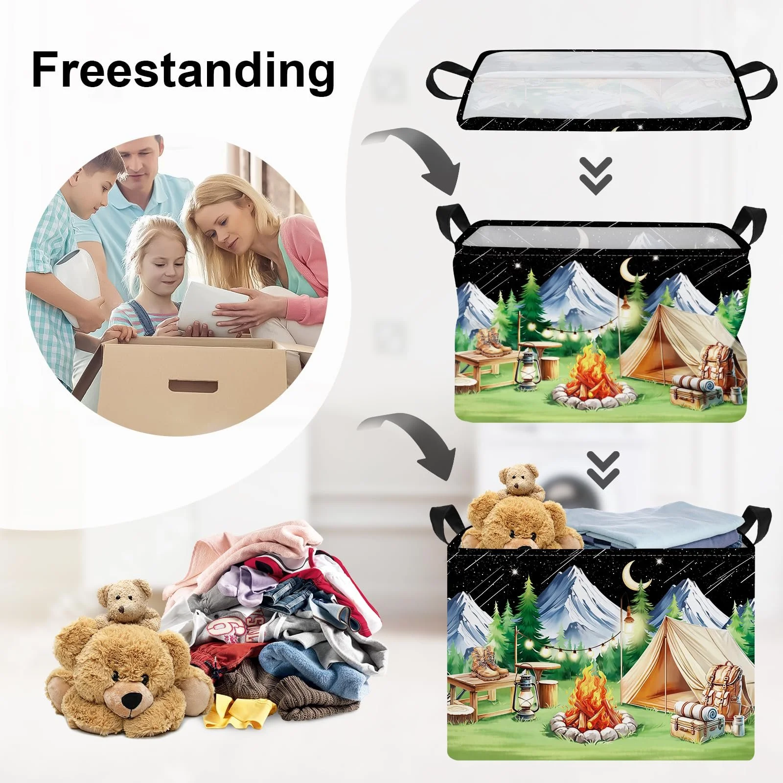 Корзина HUUMONSS для игрушек для кемпинга ночью Складная для мальчиков девочек 36л, фото №3 Корзина HUUMONSS для игрушек для кемпинга ночью Складная для мальчиков девочек 36л, фото №3