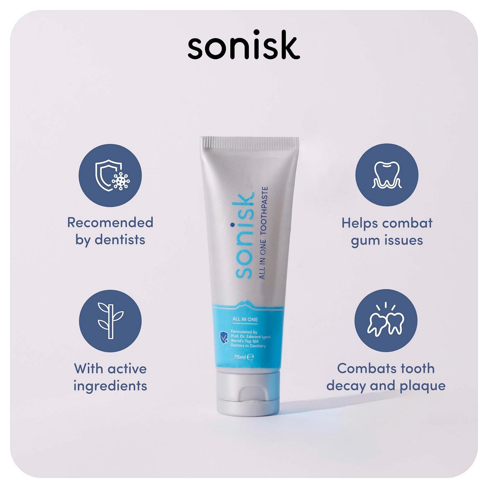 Электрическая Зубная Щетка Sonisk Pulse с 4 Сменными Насадками и Зубной Пастой Peachy Peach, фото №3