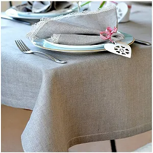 Скатертина Linen & Cotton Florence Luxury 100% льон з мережкою - Фото 1