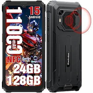 Защищенный мобильный телефон Blackview BV6200 Plus 11000 мАч 24 ГБ + 128 ГБ / 2 ТБ Android 15 Динамик 98 дБ 6,56 дюйма 90 Гц IP69K 16 Мп / Dual 4G / OTG / GPS / NFC - Фото 1