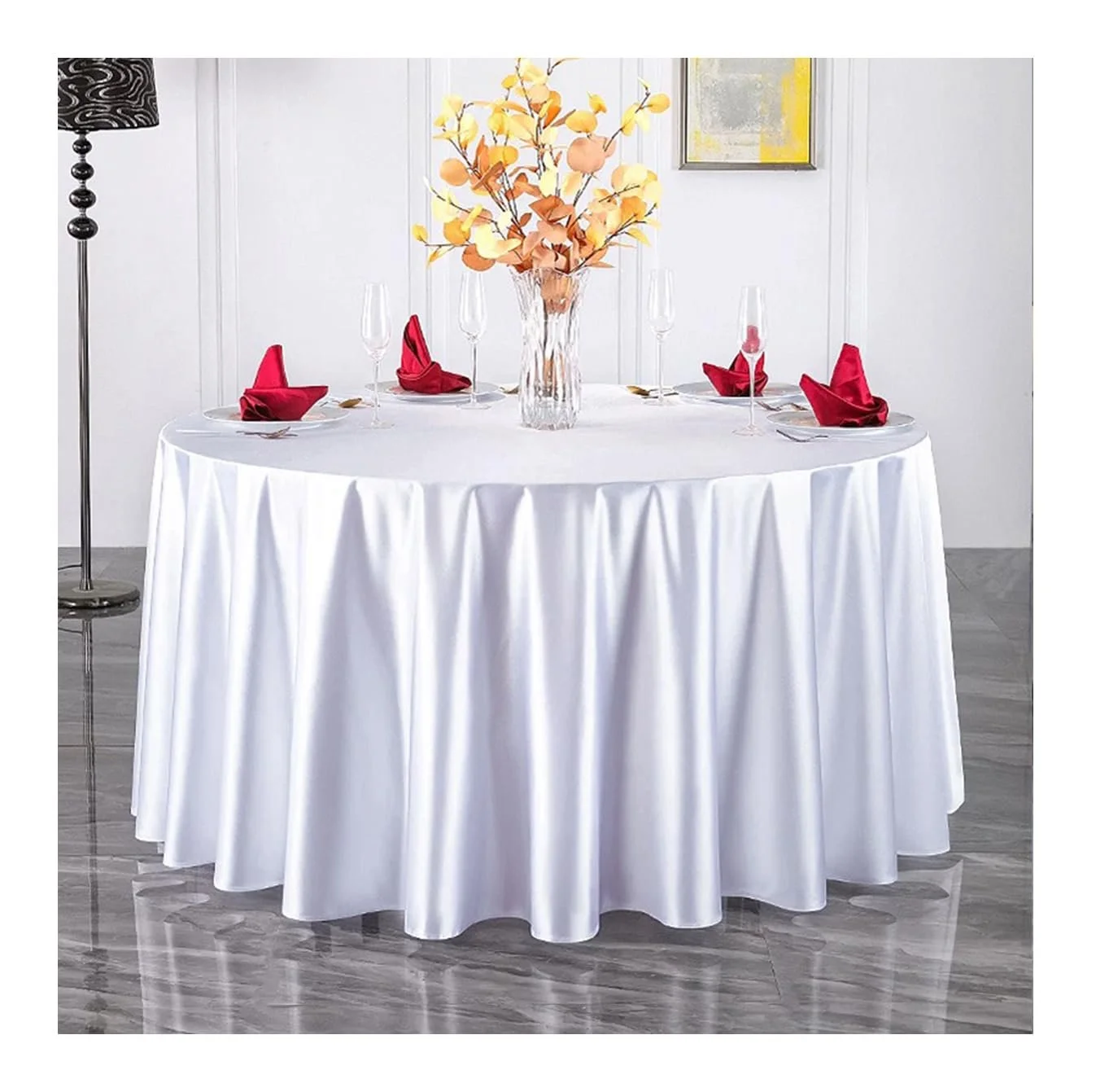 Скатертина Round Satin 290 GSM 180 см White, фото №1