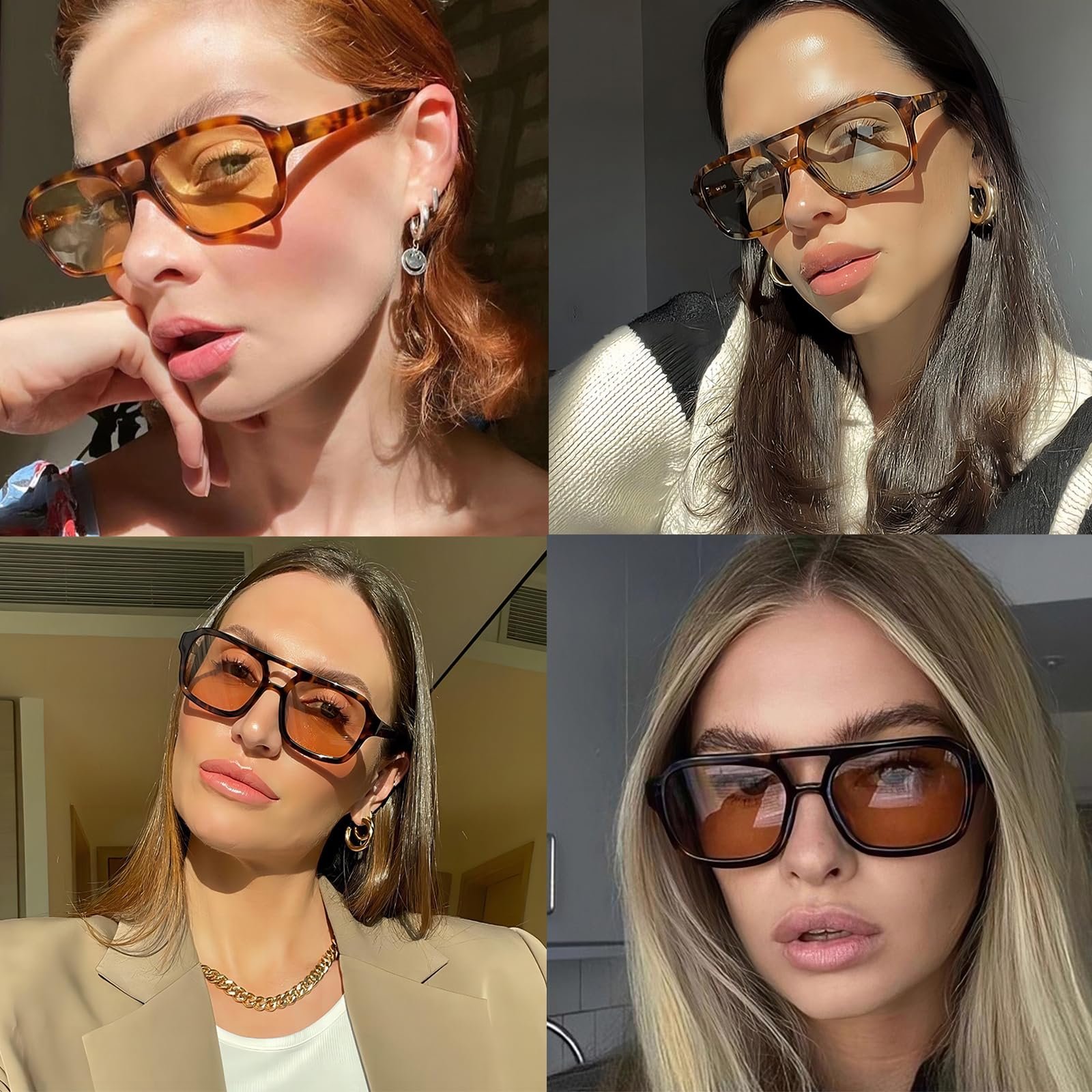 Сонцезахисні окуляри Квадратні Laurinny Ретро 70-х Вінтаж Класичні з подвійним містком, фото №4