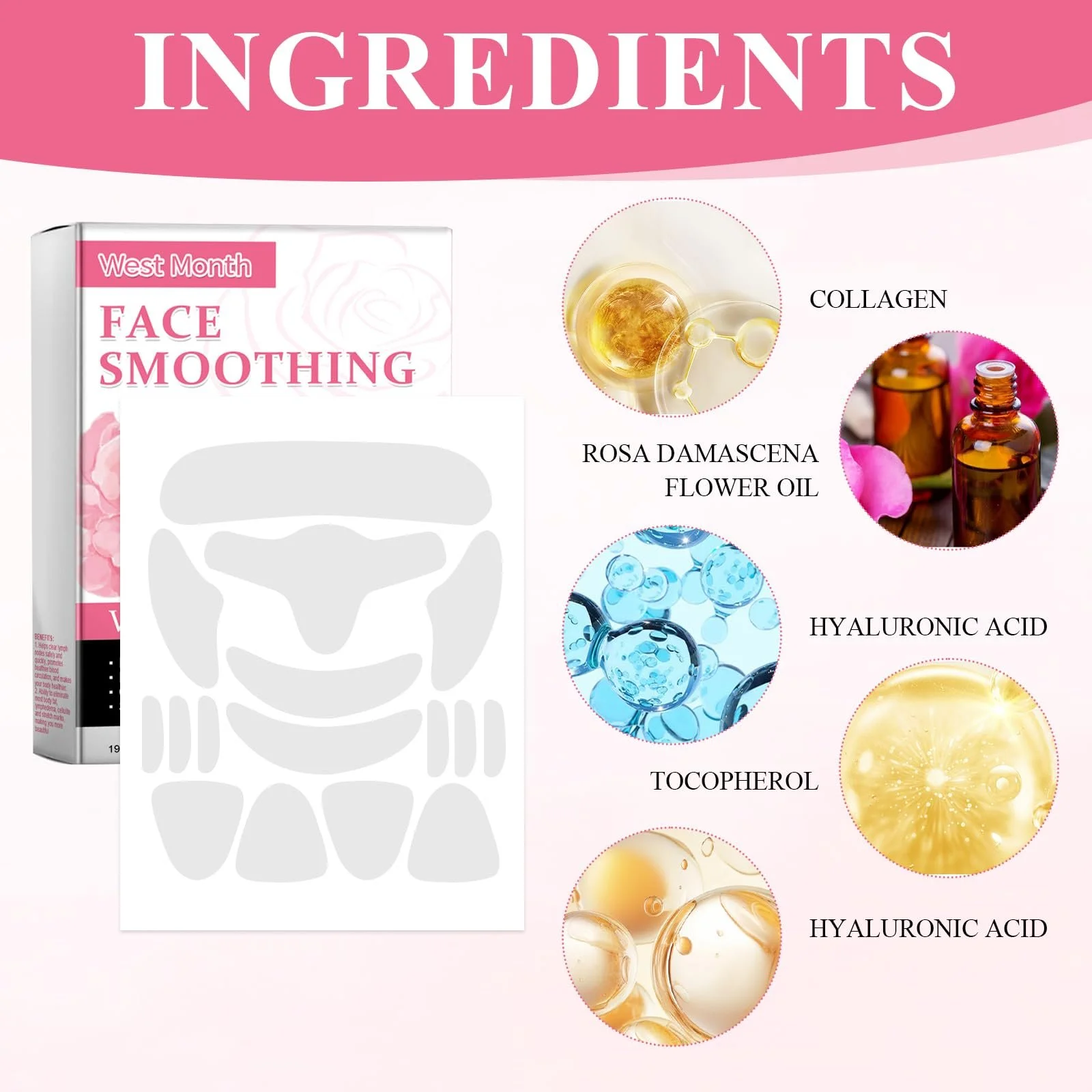 Патчі проти зморшок для обличчя, зволожуючі, покращують стан шкіри, підходять для чола, очей, щік та інших ділянок, фото №2