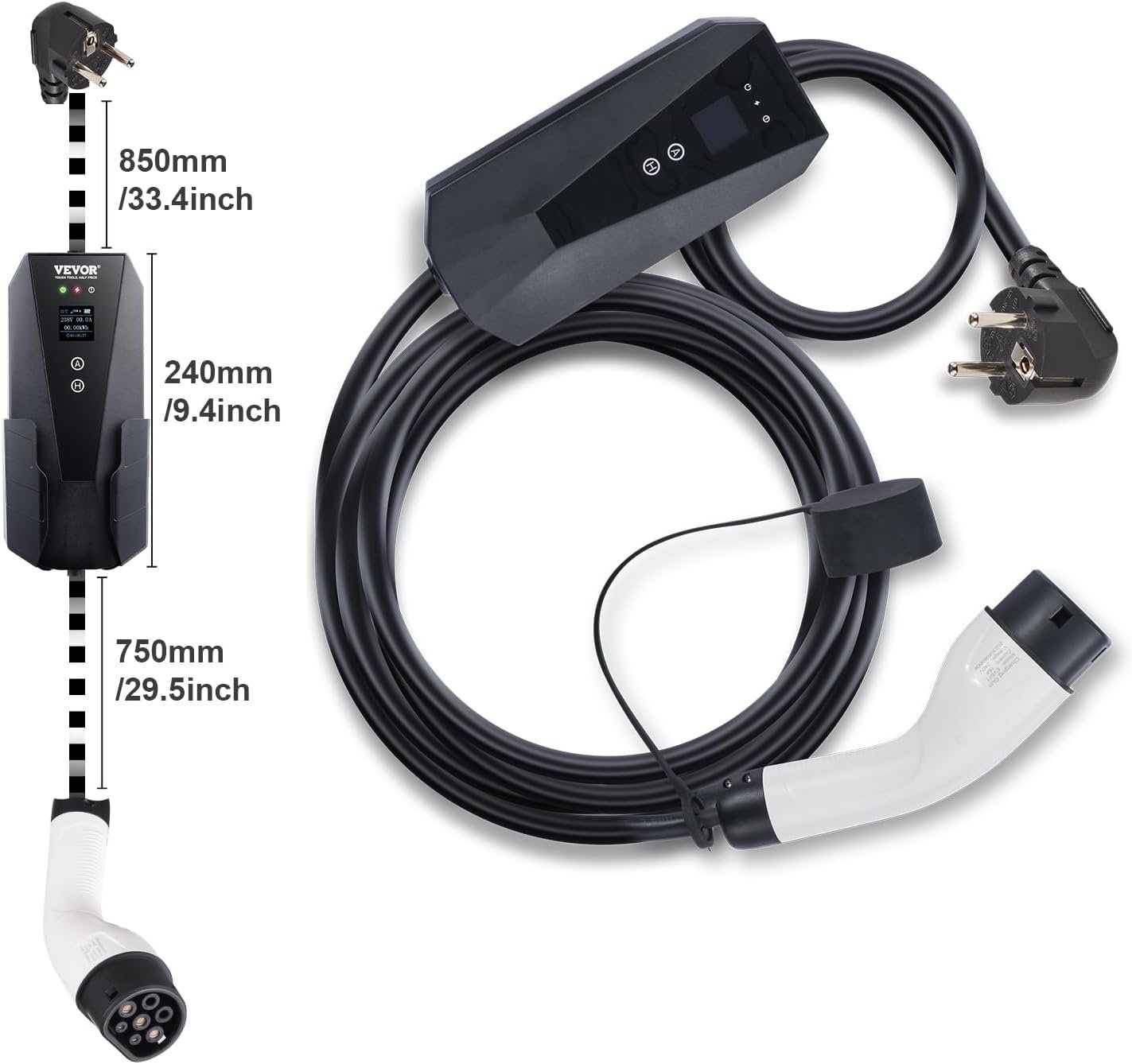 Зарядное устройство для автомобиля VEVOR EV-B06-EU003B / 3,7 кВт / 16A / IP66 / Белый-Черный, фото №5