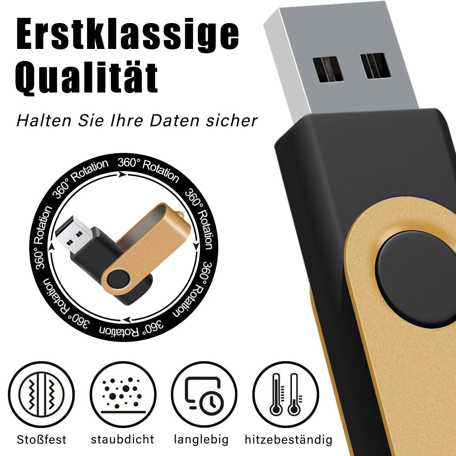 USB-флеш-накопичувач 8 GB USB 2.0 Swivel Gold Набір 20 шт., фото №3 USB-флеш-накопичувач 8 GB USB 2.0 Swivel Gold Набір 20 шт., фото №3