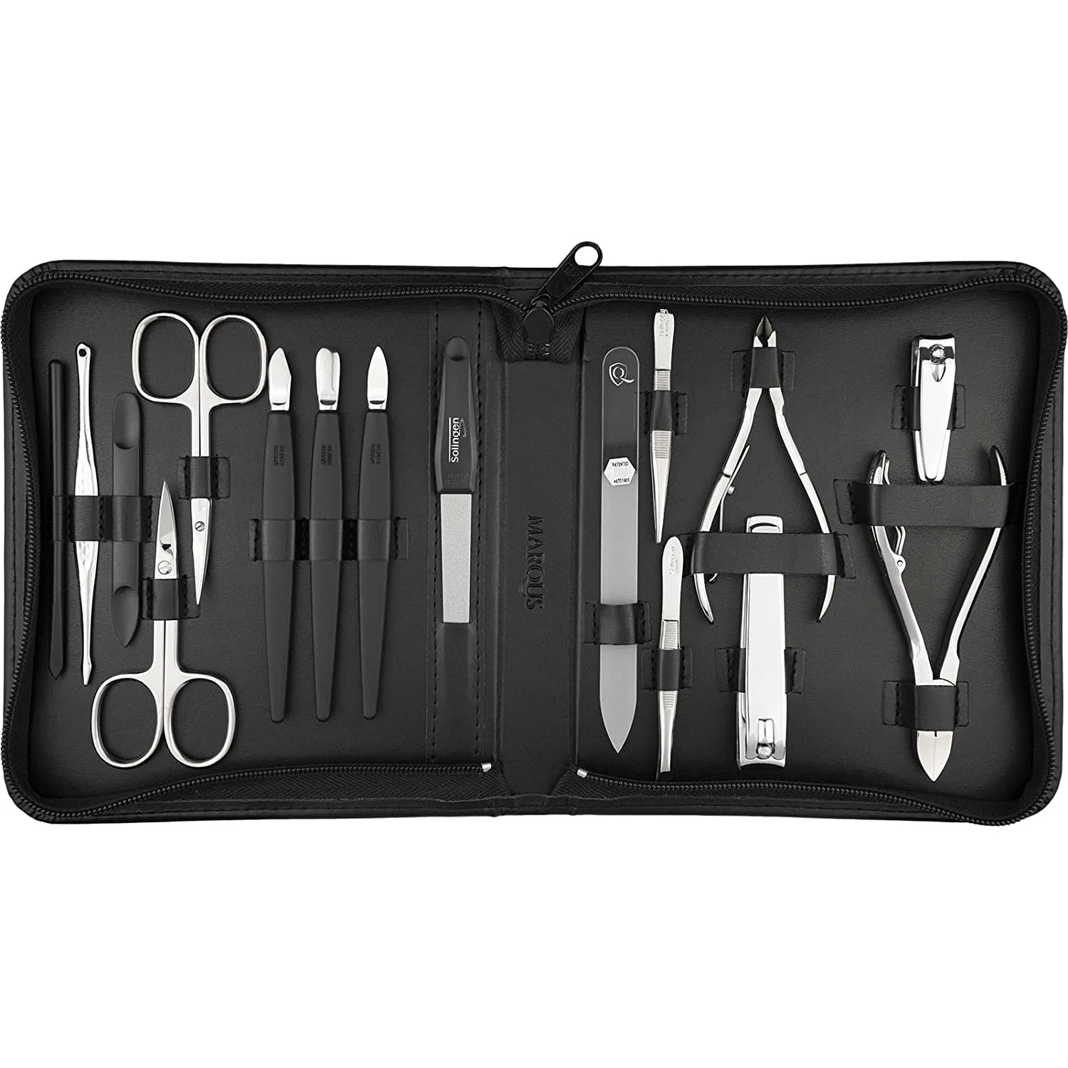 Набір для манікюру marQus Solingen, 16 предметів у чохлі зі штучної шкіри, чорний, фото №1