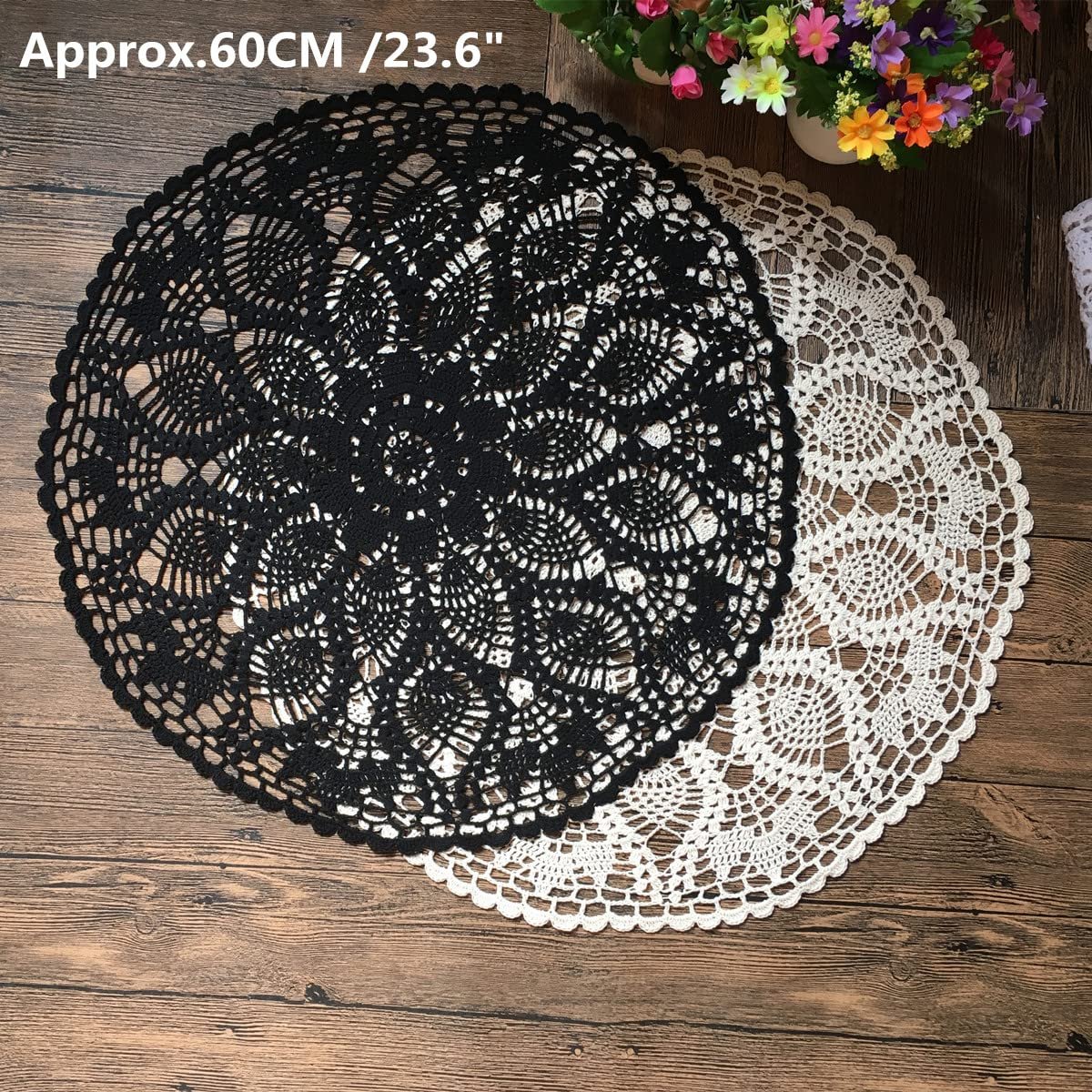 Скатертина MINDPLUS Cotton ручної в'язки кругла чорна 60 cm, фото №4