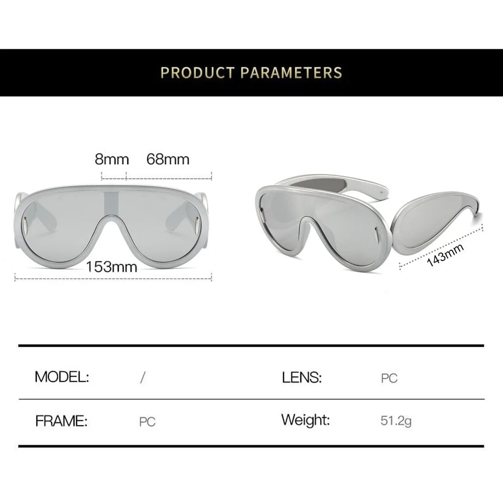 Солнцезащитные очки Y2K KBRPEY, Спортивные большие кошачьи очки с защитой от ультрафиолета, фото №2