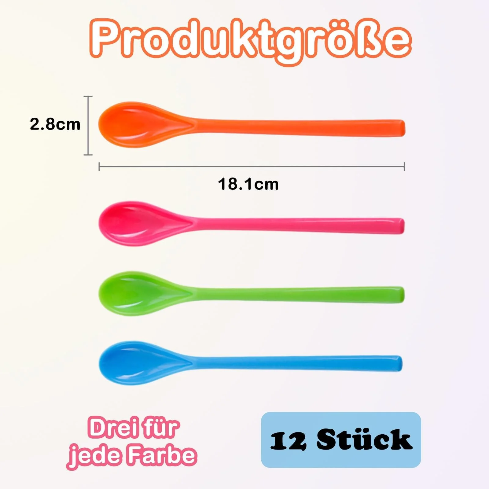 Ложки, Набір 12 штук, Пластикові, Довгі, фото №2