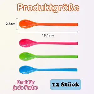 Ложки Яичные, Набор 12 штук, Пластиковые, Длинные, для Кофе, Напитков, Яиц, Мороженого, Йогурта, Разноцветные synthetic.ua - Фото 1