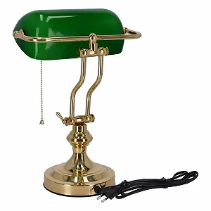 Настільна лампа Ministerial Churchill Скляна Зелена Латунь Англійський стиль synthetic.ua - Фото 1