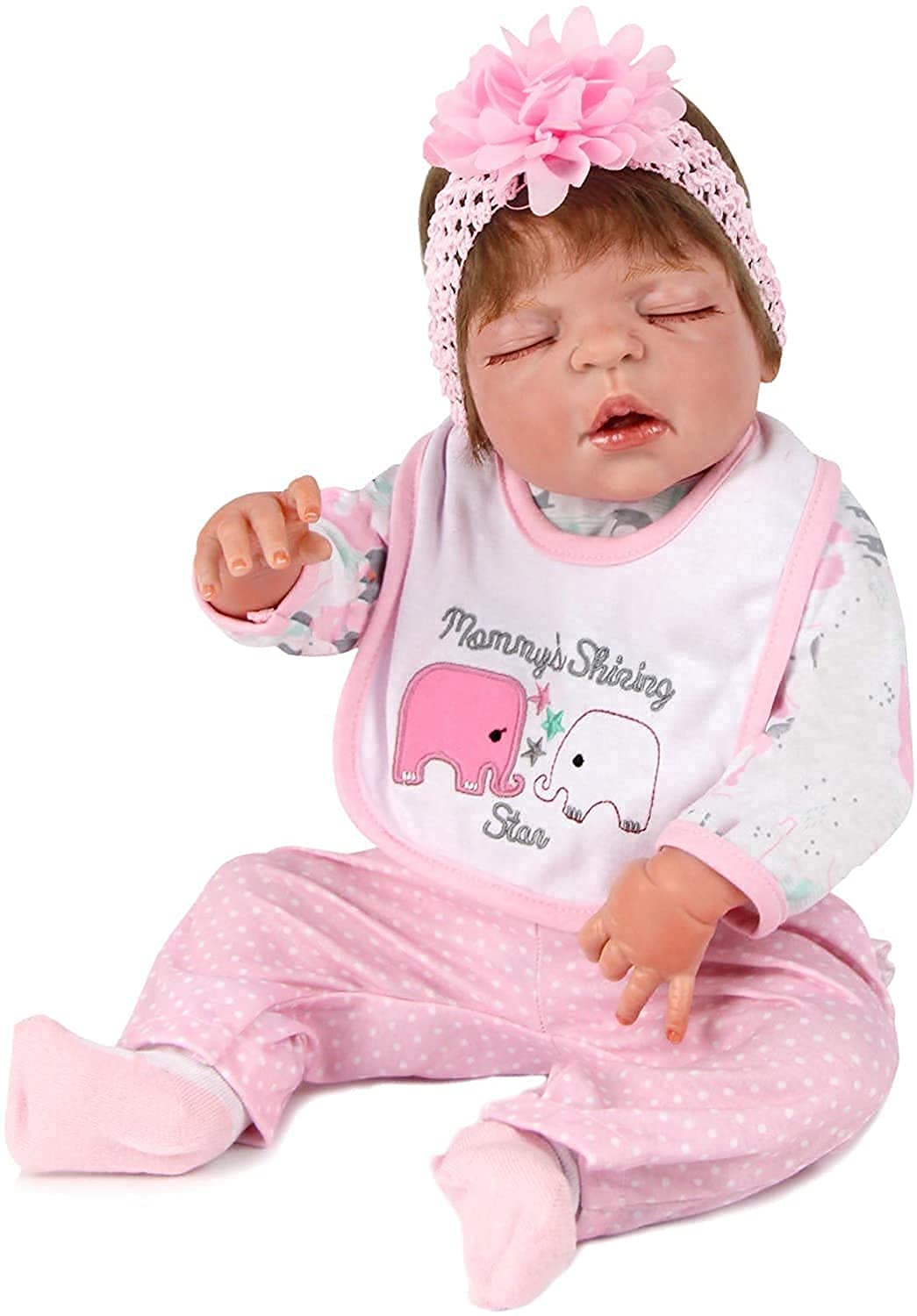 Кукла ZIYIUI 23 дюйма Full Body Silicone Reborn Girl Anatomically Correct Sleeping Baby Doll, фото №4