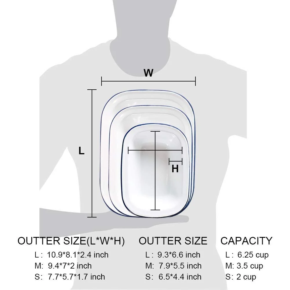 Набор форм для запекания Webake эмалированных 3 шт квадратные Бело-голубой, фото №3