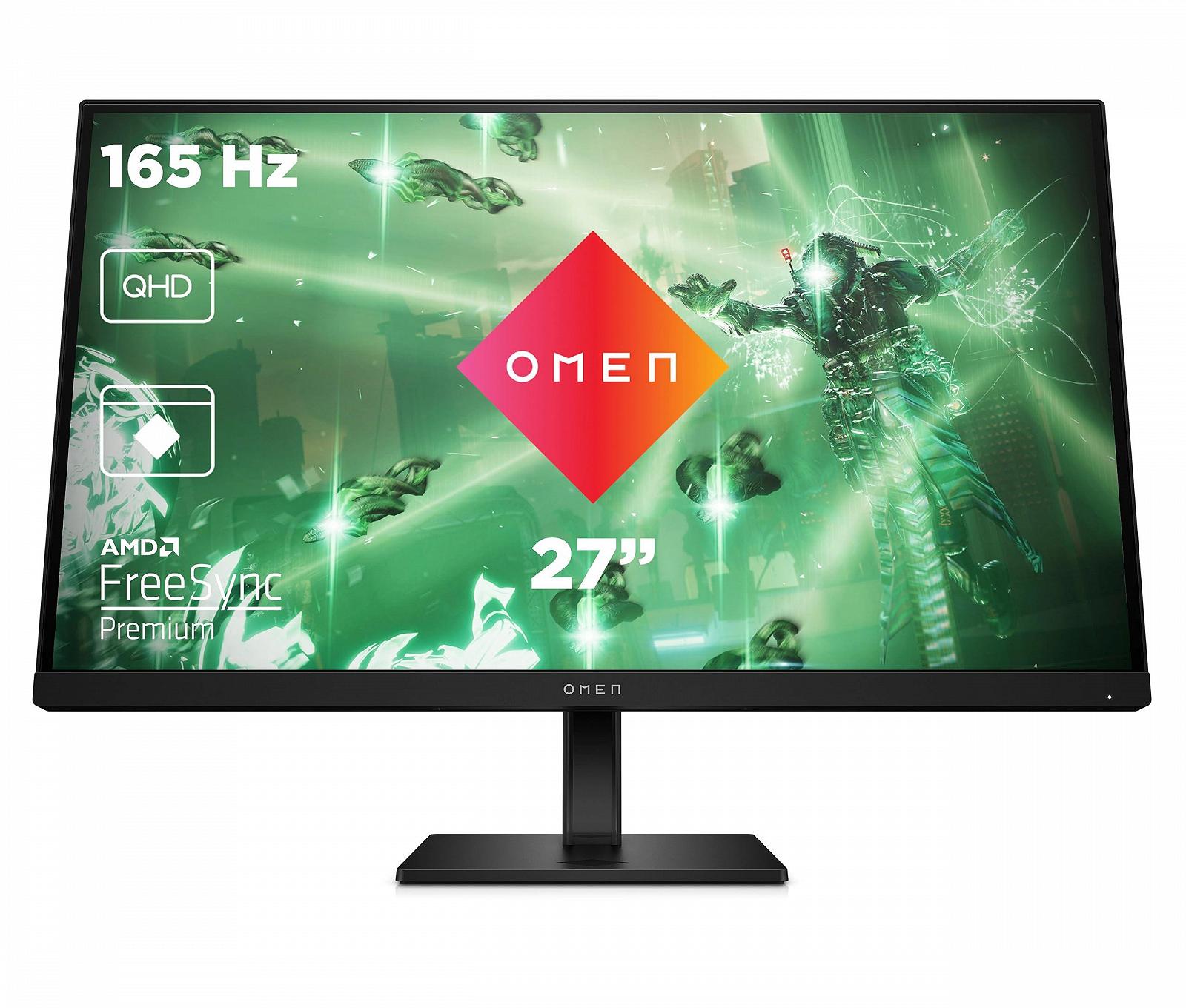 Монітор HP OMEN 27q Геймінг - 27 дюймовий екран, QHD дисплей, 165Hz, AMD FreeSync Premium, 1 мс час відгуку, 2x HDMI 2.0, Display Port 1.4, аудіовихід, чорний, фото №1