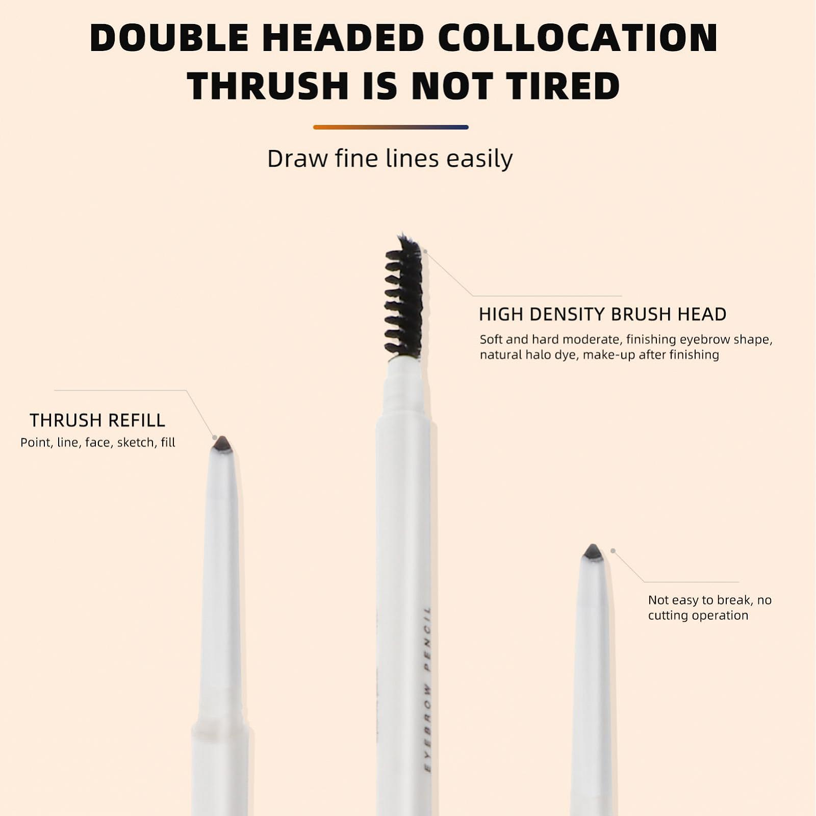 Олівець для брів FRCOLOR з подвійним наконечником водостійкий набір 6 шт коричневий з пензлем, фото №2