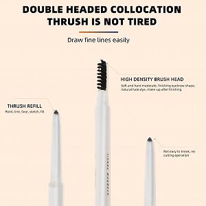 Карандаш для бровей FRCOLOR с двойным наконечником водостойкий набор 6 шт коричневый с кистью synthetic.ua - Фото 1