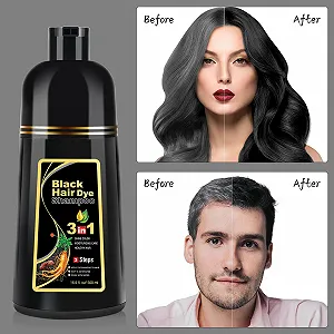 Шампунь для окрашивания волос Bablabear Black, для мужчин и женщин, для седых волос, 3 в 1, для сухих волос, 500 мл synthetic.ua - Фото 1