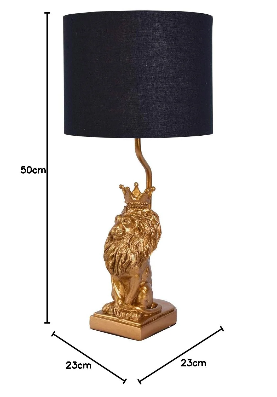 Настольная лампа Palazzo Lion Figure 50 см Черно-золотая, фото №6