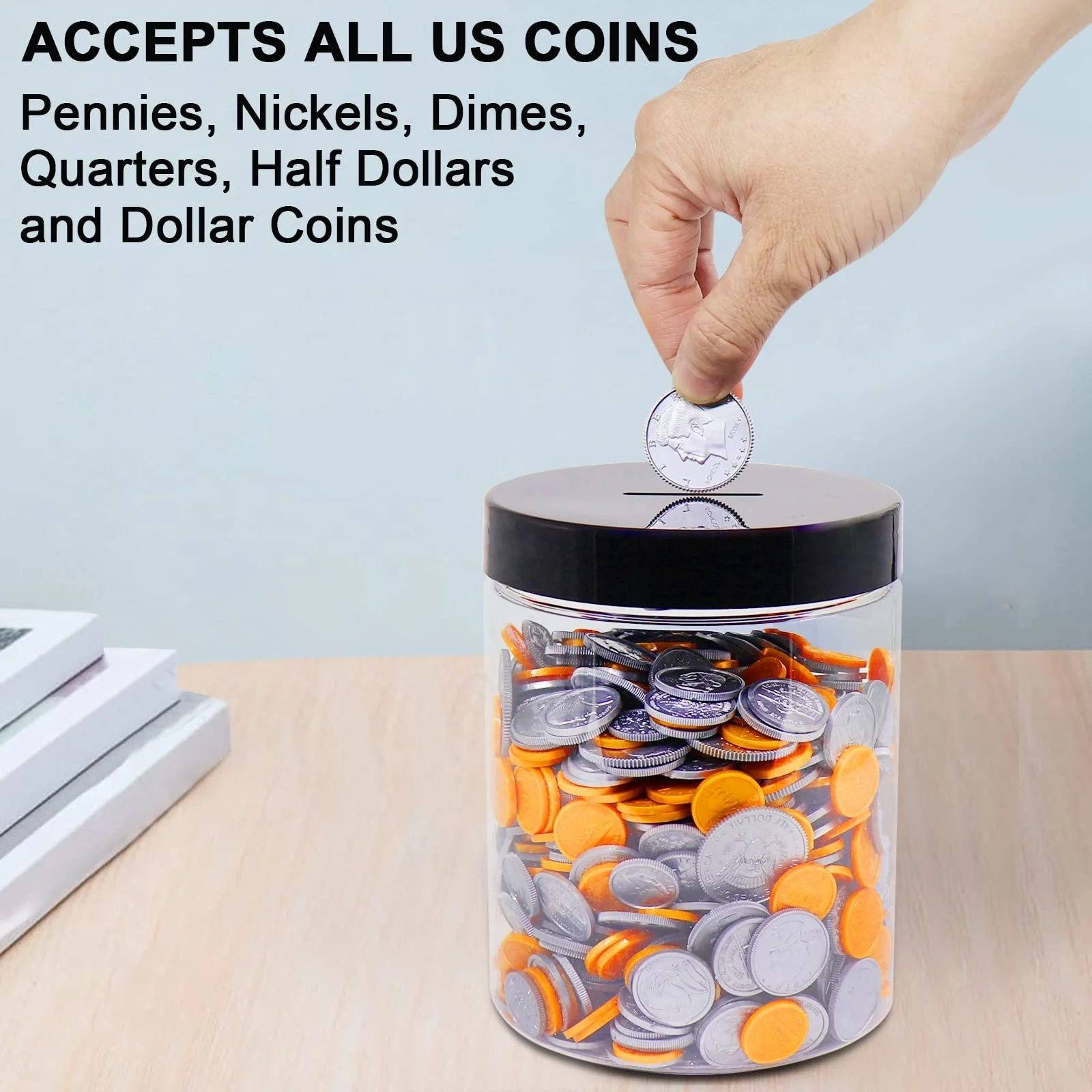 Скарбничка велика прозора пластикова для монет, фото №3