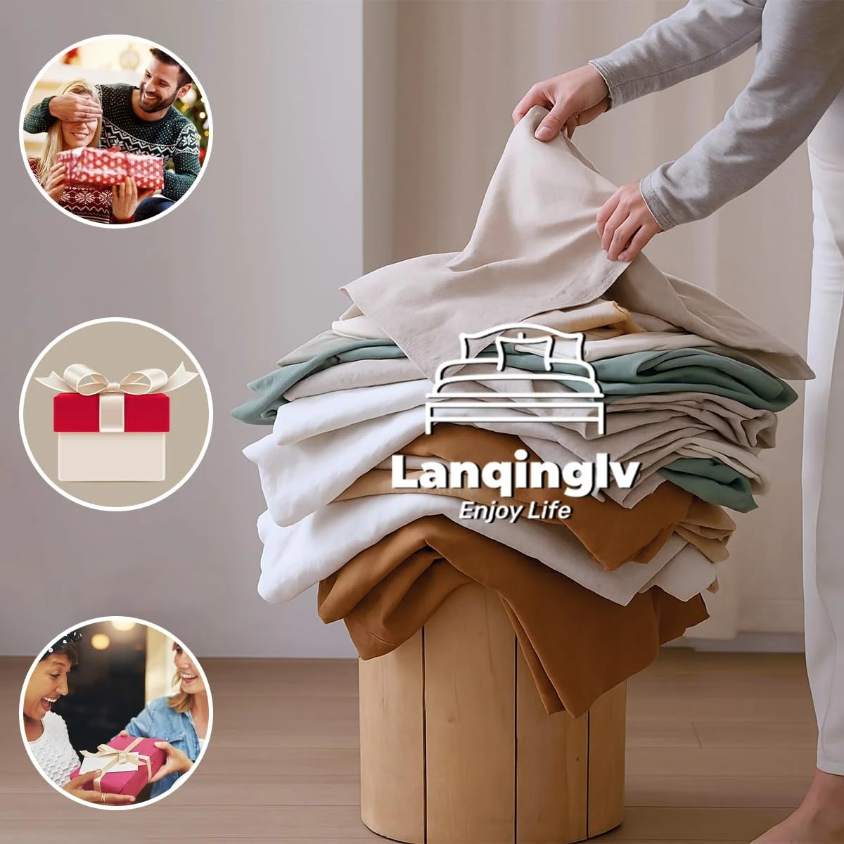 Комплект постельного белья Lanqinglv Микрофибра 155 x 220 см Темно-зеленый, фото №7