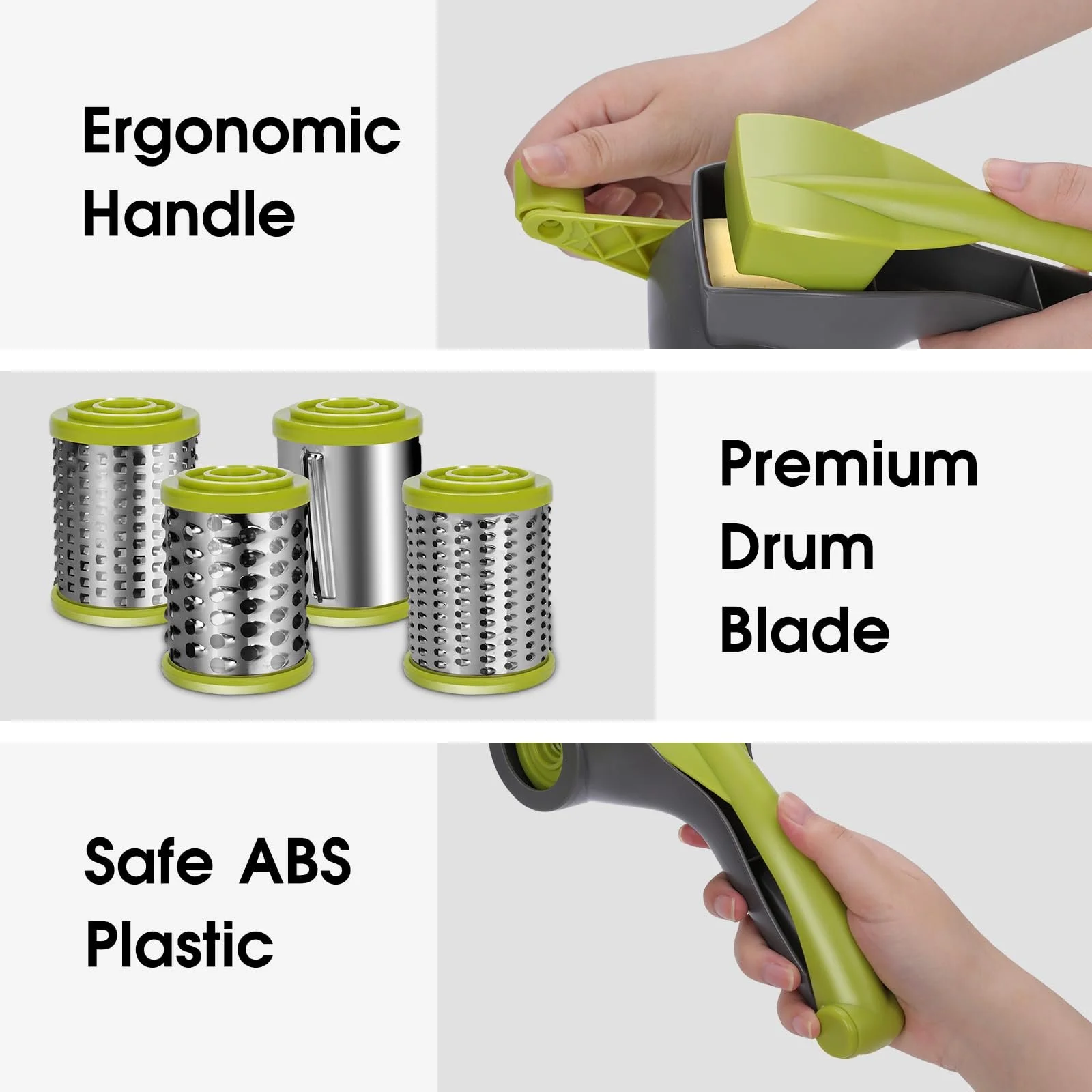 Терка для сиру MASTERTOP з ручкою, 4-в-1 ротаційна, фото №4