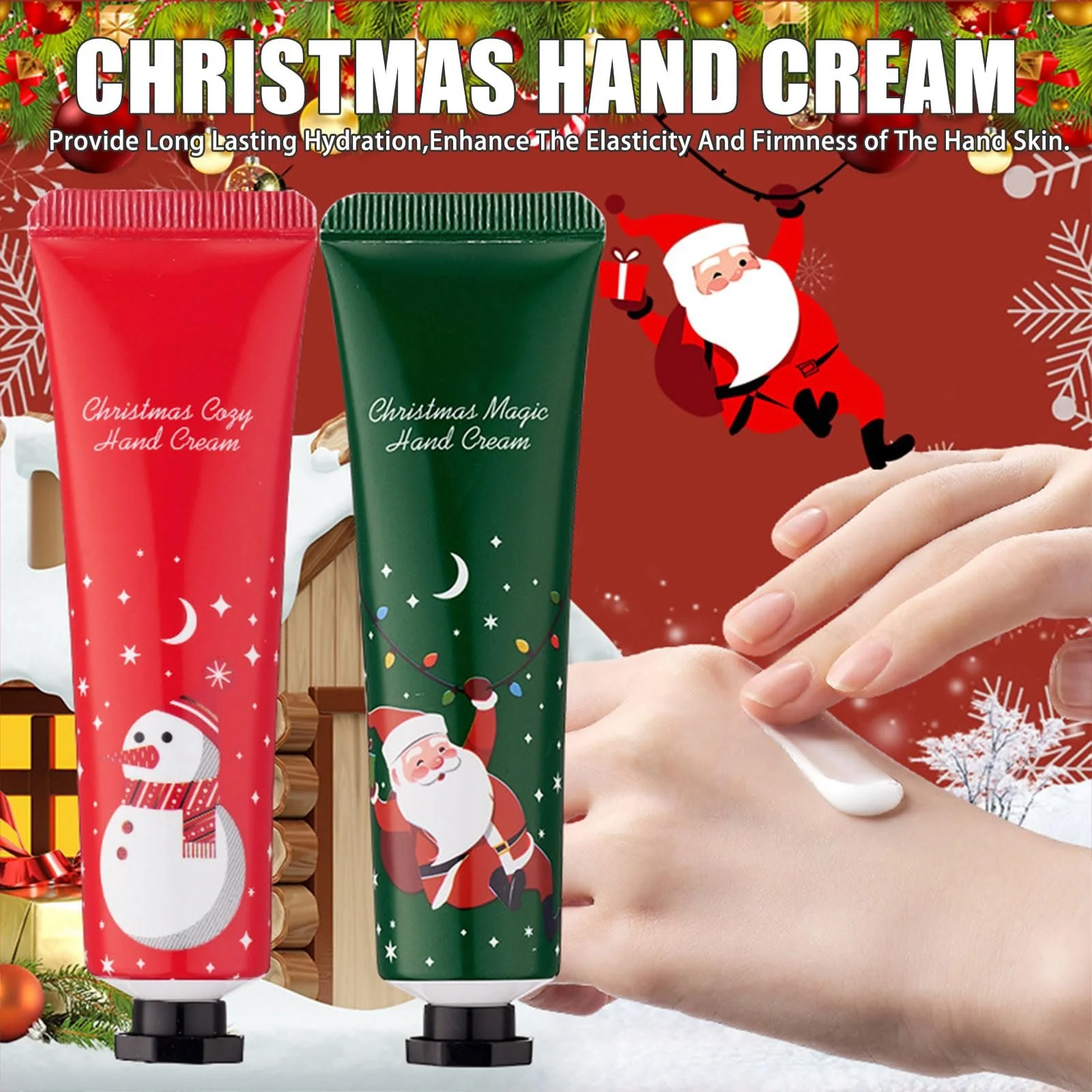 Набор кремов для рук Мини-крем для рук, 2 шт Увлажняющий крем Ароматизированный крем Рождественский крем для рук Подарок для женщин, фото №6