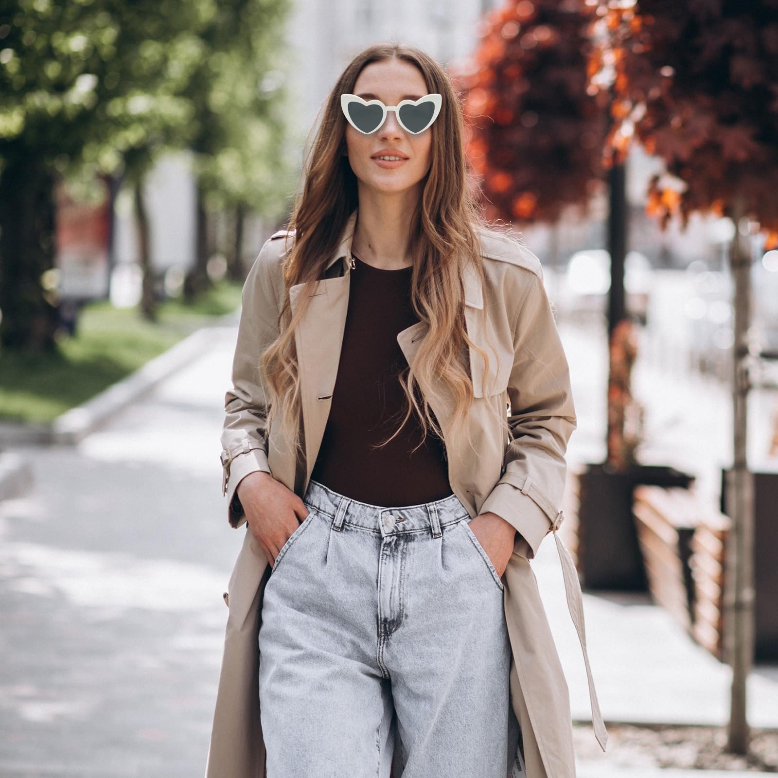 Солнцезащитные Очки VEGCOO Винтажные Сердце Черный и Белый, 6 штук, фото №7