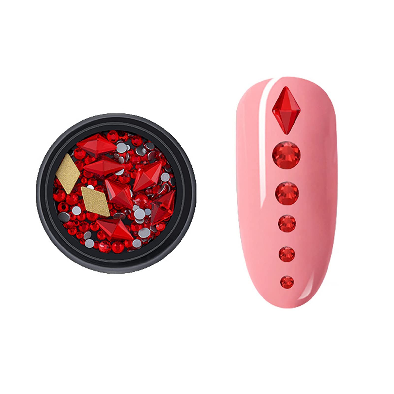 Аксессуары для дизайна ногтей Стразы для ногтей Глазурь 1 Коробка Четырехсторонний Красный 7 Плоское основание Специальная форма Бриллиант, фото №1