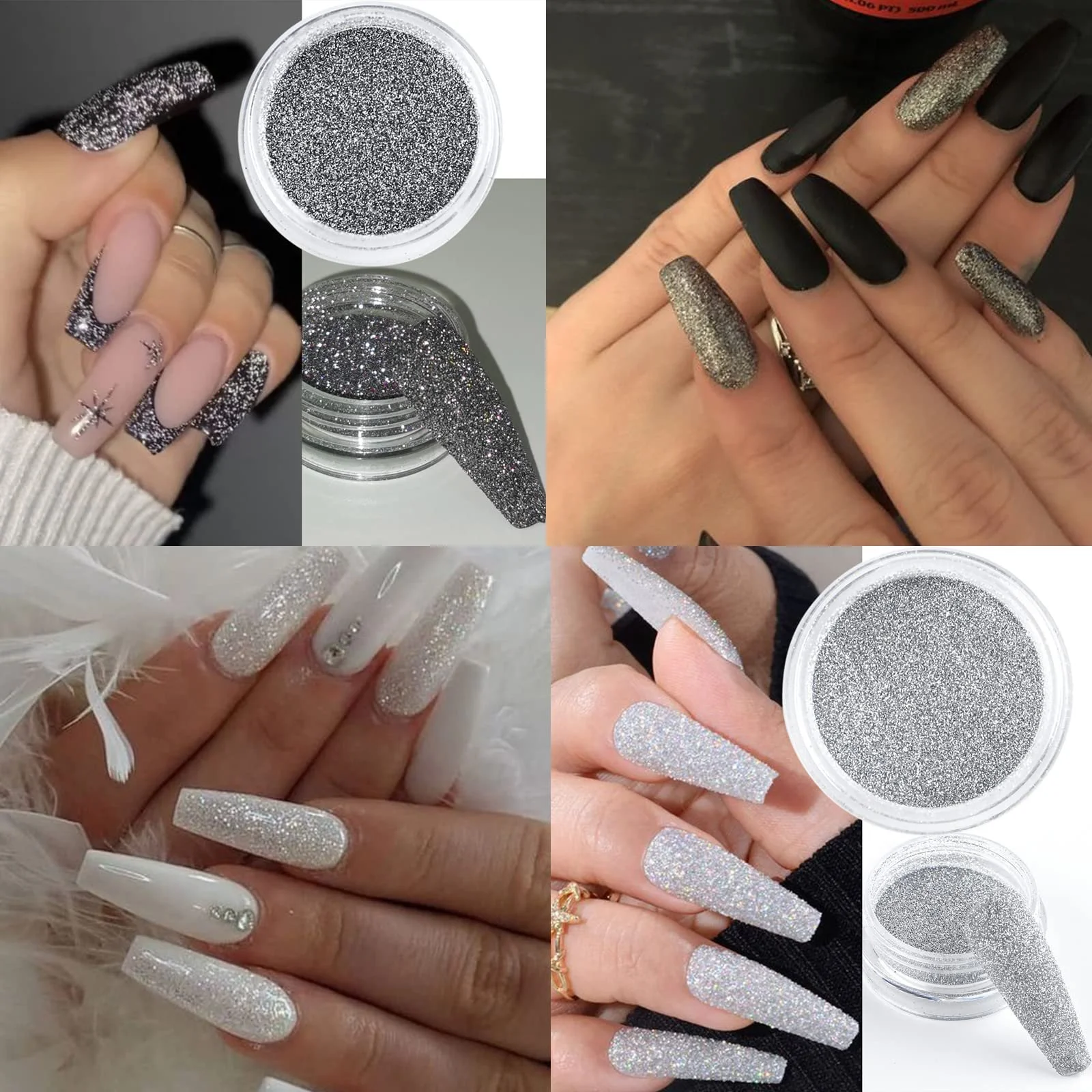 Стразы для ногтей 4 коробки Бусины с плоской задней частью Украшения для ногтей Золото Серебро Белый Полукруглые Аксессуары для ногтей Голографические блестки для ногтей Пайетки Самоцветы для ногтей для женщин Дизайн акриловых украшений для ногтей, фото №5