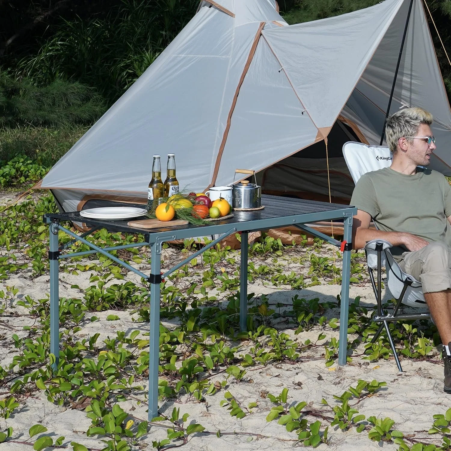 Складаний кемпінговий стіл KingCamp KC3866 Silver Black, фото №2